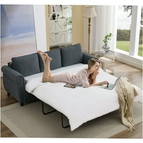 JERFIT Queen Convertible Sofa Bed with Memory Foam Mattress, 3-Seater Pull Out Sleeper Couch for Living Room, Dark Gray