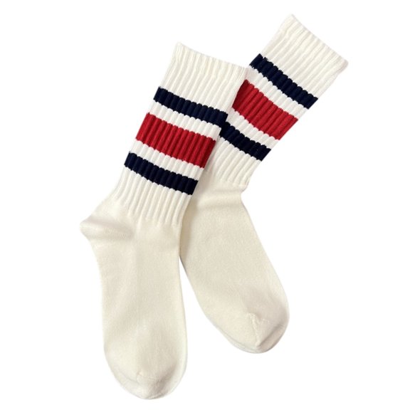 Fgnfyis Japanese Style Thick Lined Long Socks for Men and Women Sporty and Retro Mid Calf Socks Couple Socks Navy