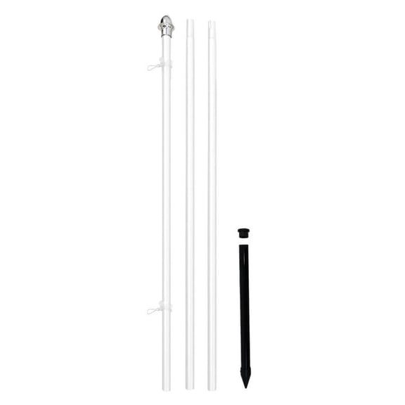 10ft Aluminum (White) Outdoor Pole with Ground Spike
