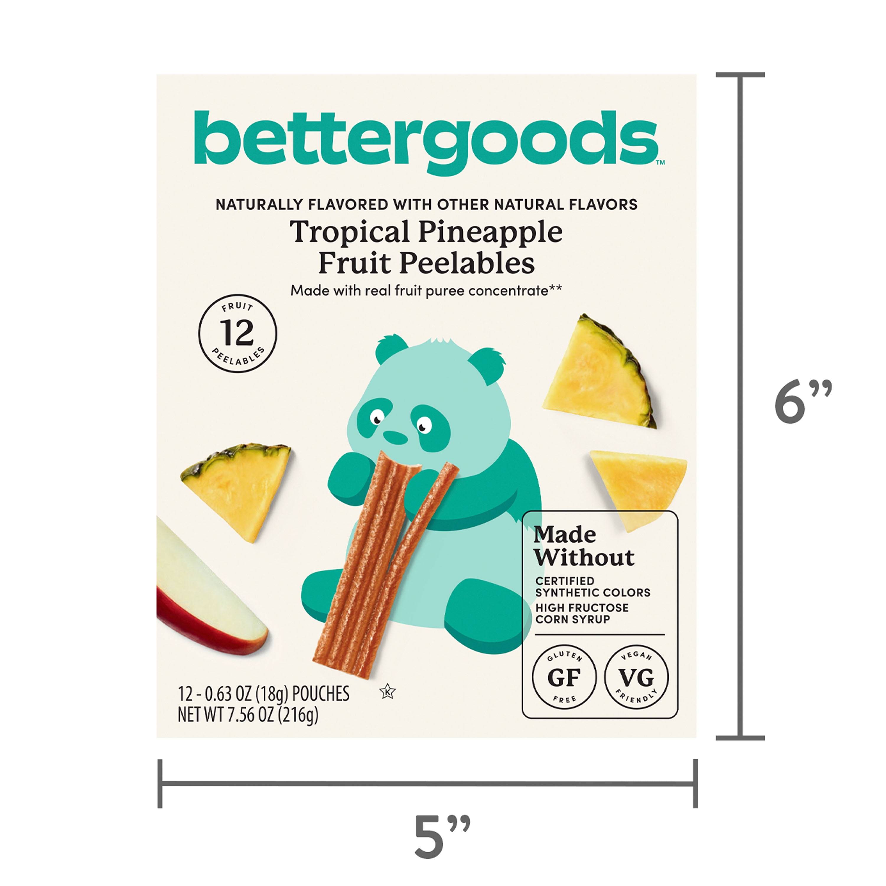 (3 pack) bettergoods Tropical Pineapple Fruit Peelables, 0.63 oz, 12 Count