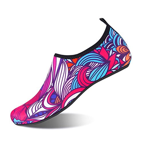 HMIYA Aqua Socks Beach Water Shoes Barefoot Yoga Socks Quick-Dry Surf Swim  Shoes for Women Men (Abstract Flower, 40/41EU) - Walmart.com