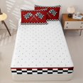thumbnail image 4 of Erosebridal Classic Red Racing Flag Zipper Twin Comforter Sets with Fitted Sheet and 2 Pillowcases,Modern Geometric Checkered Zipper Bedding Set For Boys,Reversible,4-Piece, 4 of 7