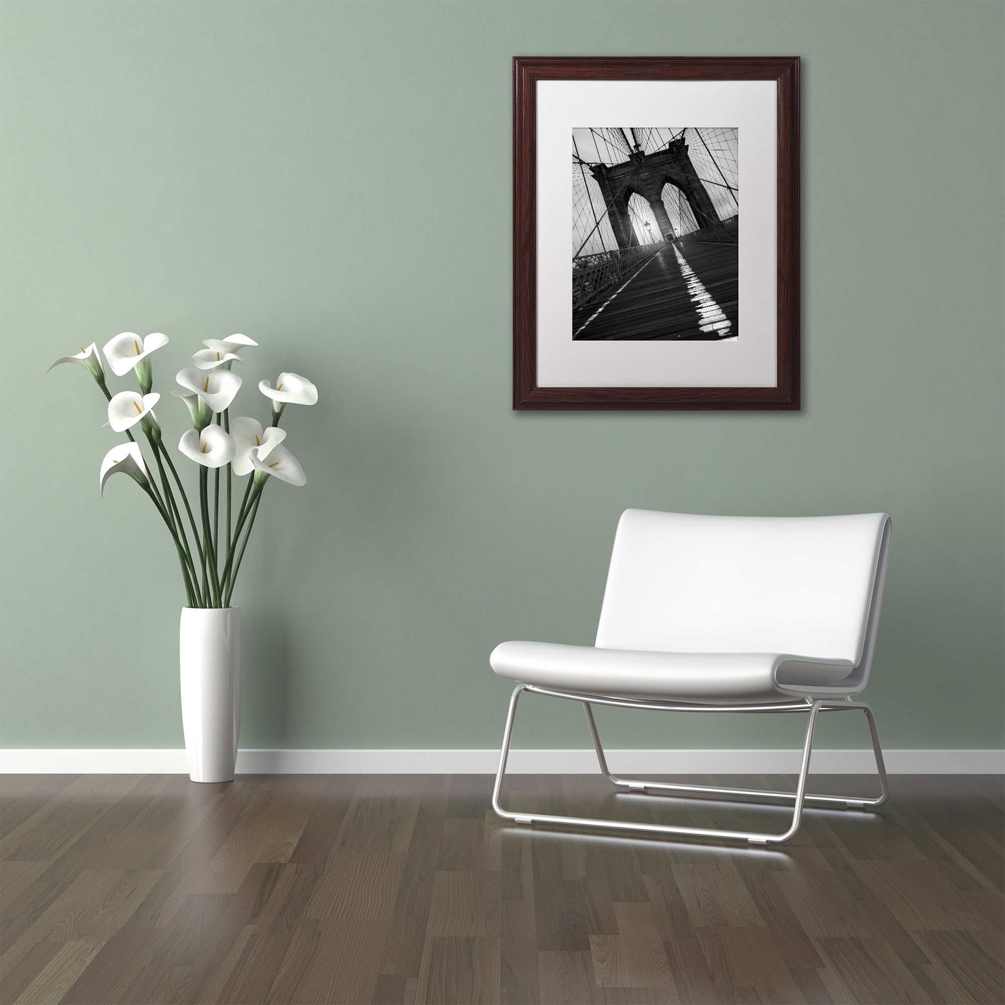Moises Levy 'Brooklyn Bridge Study I' Matted Framed Art