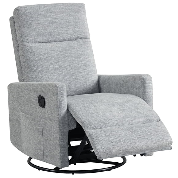 Costway 360° Swivel Rocking Chair with Cushioned Back, Seat & Footrest for Living Room Gray