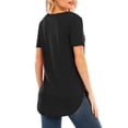 thumbnail image 4 of Camiseta de mujer, cuello en V, manga corta, larga, casual, para fiesta, tops Eccomum Negro L, 4 of 7