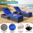 thumbnail image 3 of Chaises Longues de Piscine d'Extérieur, Ensemble de 2, Chaise Longue en Rotin PE Osier avec Dossier Réglable à 5 Positions, 2 Pcs Chaise Longue d'Extérieur Inclinable avec Coussins pour Patio, Plage, Terrasse, Cour Arrière, Bleu, 3 of 9