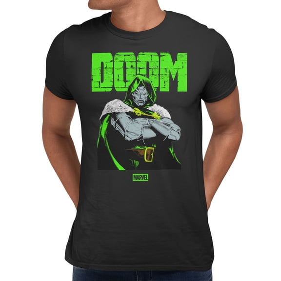 Marvel Comics Retro Dr. Doom Green Brick Texture Vintage Men's T Shirt (Black, S-XXXL)