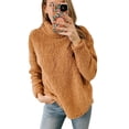 thumbnail image 2 of Yigetop Sweaters for Women Trendy, Women's Casual and Fashionable High Neck Solid Color Fleece Pullover for Autumn and Winter Turtleneck Sweatshirt Women Khaki XL, 2 of 5