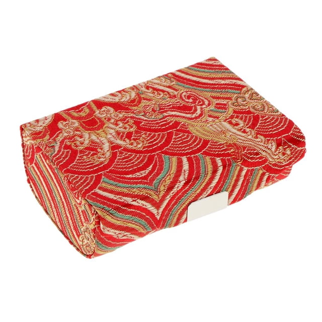 Estuche de lápiz labial Zulema retro rígido de brocado de seda con espejo rojo