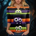 thumbnail image 2 of Godom Womens V-Neck T-Shirt Halloween Graphic Tees Tops 3/4 Long Sleeve Casual T Shirts, 2 of 5