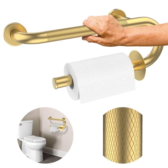 𝐔𝐩𝐠𝐫𝐚𝐝𝐞𝐝 Toilet Grab Bars 16 Inch - Paper Holder Bar Stainless Steel Knurled For Seniors Bathtub Bathroom Rails Bath Safety Balance Support