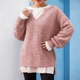 thumbnail image 2 of Womens Sweaters Solid Cable Knit Casual Loose Long Sleeve Tops Fall Winter Pullover Knitwear Blouse Daily Wear, 2 of 7