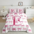 thumbnail image 2 of jejeloiu Chic Bow Ribbon Queen Comforter Set,Girls Pink Bowknot Bedding Sets,First Letter E Bedding Comforter Set For Girls,Super Cozy Room Decor Reversible,3pcs, 2 of 8