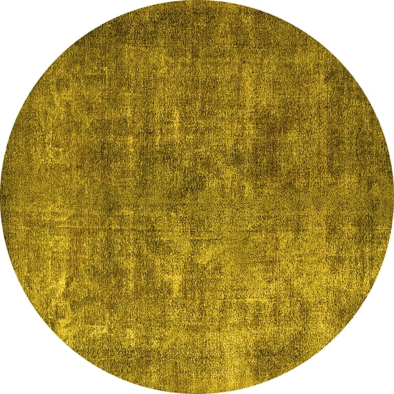 Ahgly Company Indoor Round Oriental Yellow Industrial Area Rugs, 4' Round