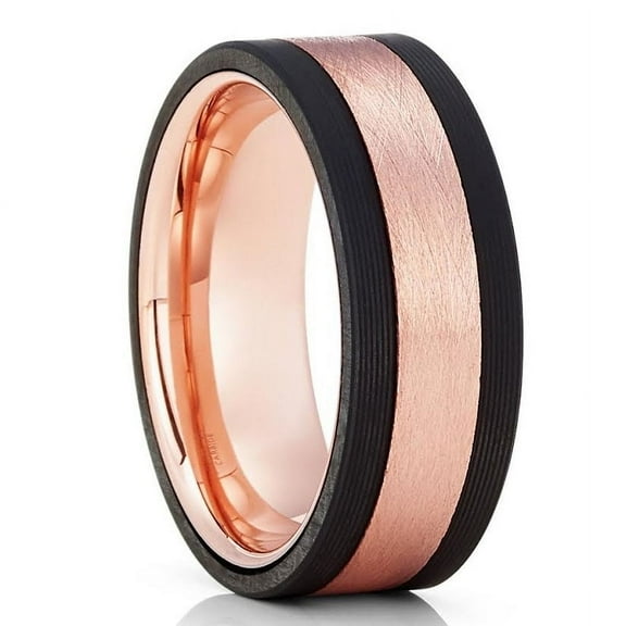 8mm Rose Gold Tungsten Ring,Black Tungsten Ring,Tungsten Carbide Ring,Engagement Ring,Man's Wedding Ring,Comfort Fit