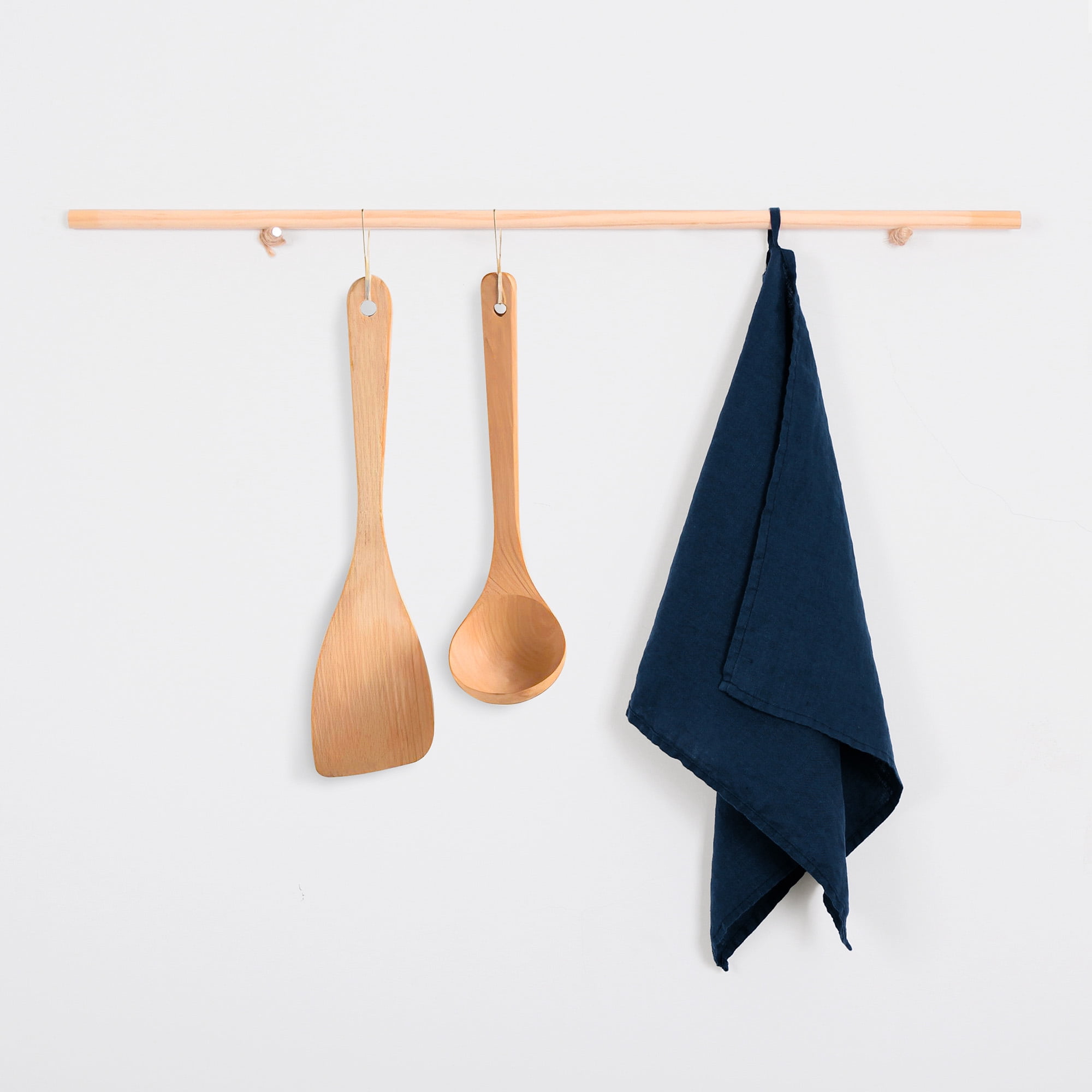 100% Linen Tea Towels 14 x 28 Inch Kitchen Dish and Hand Towels Set of 4 - Navy