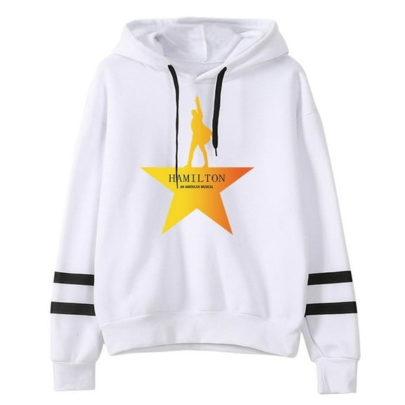 Hamilton Merch American Musical Hoodie Unisex Pocketless Double-bar Sleeve Sweatshirt Fashionable Pullover