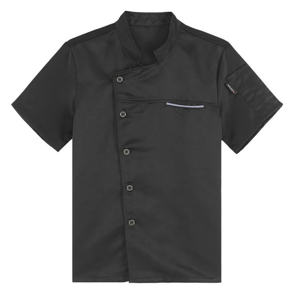 TiaoBug Short/Long Sleeve Chef Jacket for Men Women Summer Chef Coat for Kitchen Canteen Restaurant Black XL