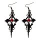 thumbnail image 1 of Para aretes colgantes con cruz y colgante de crucifijo negro gótico con diamantes de imitación rojos, 1 of 5