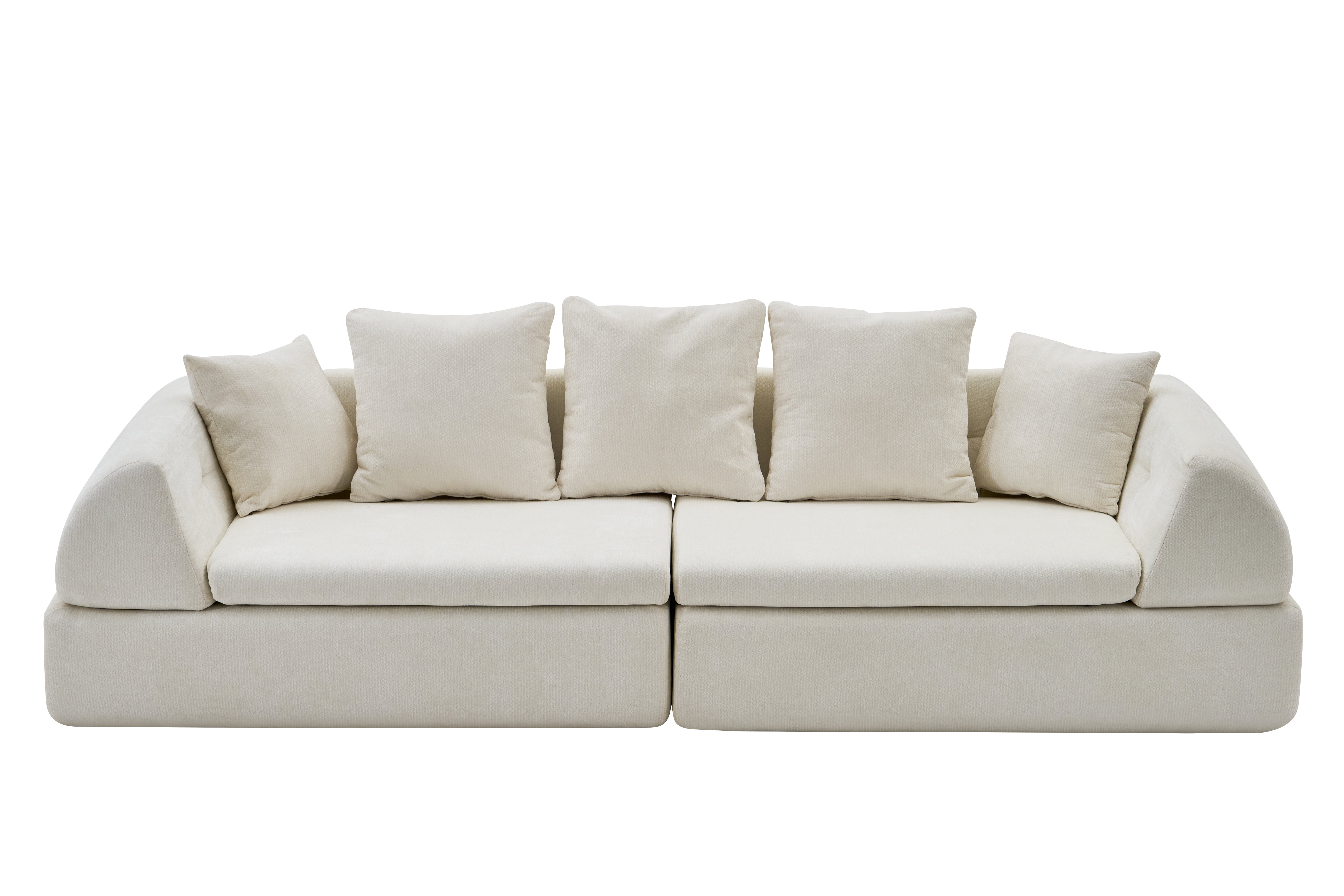 104" Modular Cloud Sectional Sofa with Reversible Ottoman, Vibrant Orange Boneless Couch with Extra Deep Seating