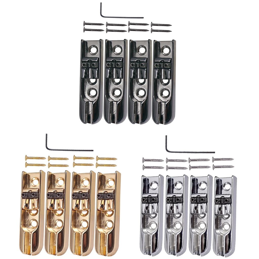 Dualoai 4PCS Bass Bridge W/ Screws For 4 String Electric Bass Guitar Accessories - gold,