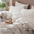 thumbnail image 4 of Bedding Sheet Set Washed Cotton Linen Like Textu Breathable Durable Soft Comfy (Tannish Linen Grey Queen), 4 of 7