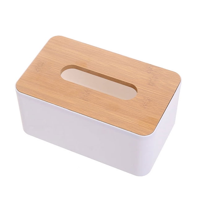 Caja de pañuelos de bambú 21cm blanco