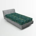 thumbnail image 2 of Ambesonne Geometric Fitted Sheet, Vintage Shapes Line Art, Twin XL Size, Dark Teal and Multicolor, 2 of 5