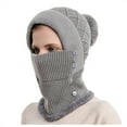 thumbnail image 2 of Women Winter Outdoor Riding Headgear Cold-Proof Ski Cap Warm Bib Face Mask Integrated Cold-Proof Hood Hat, 2 of 4
