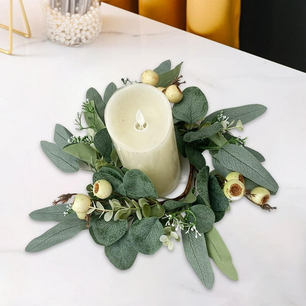 Artificial Eucalyptus Leaves Candles Wreaths Candle Wreath Pillar