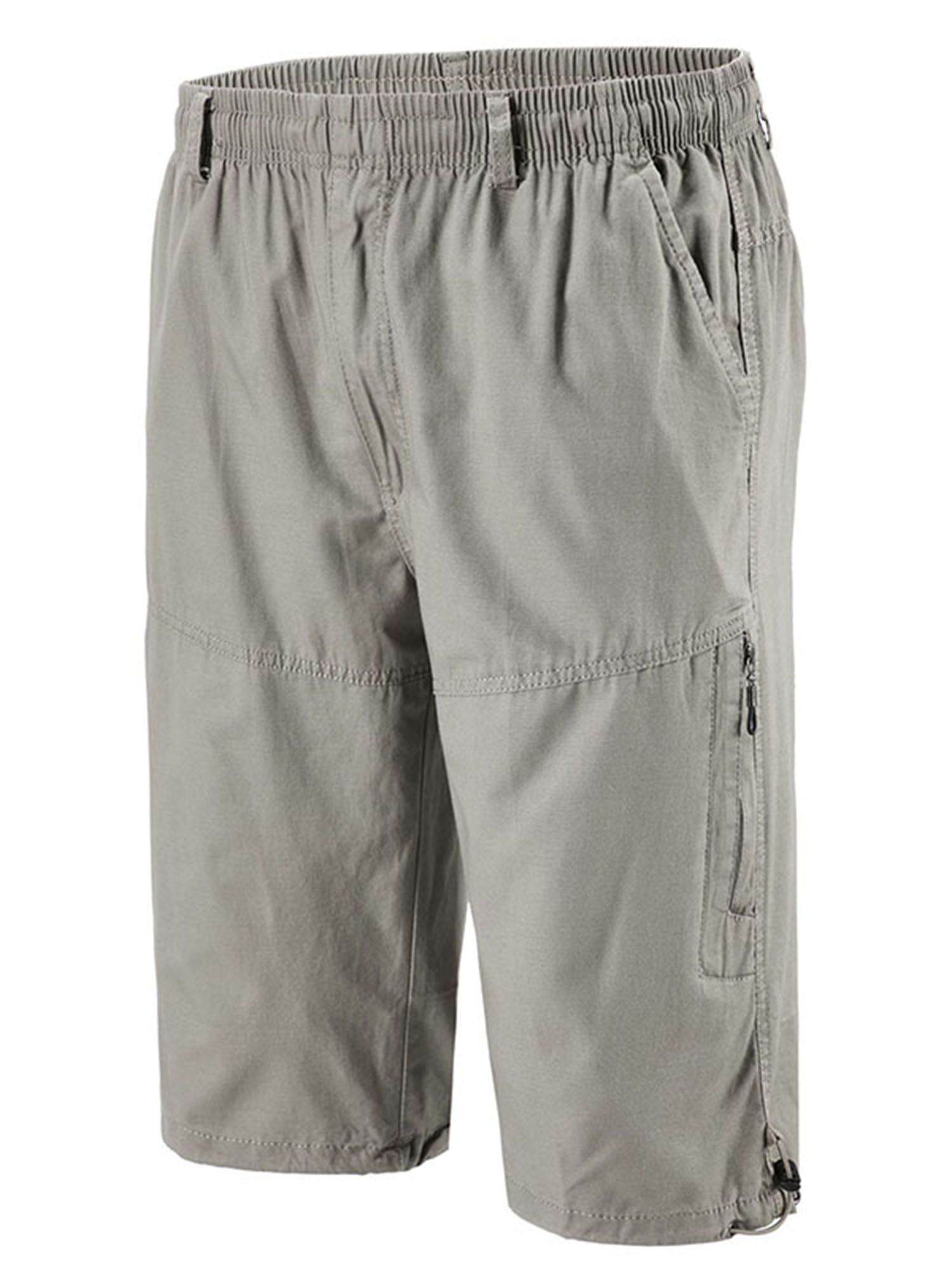 Big Boys Casual Shorts Summer Cotton Fit Drawstring Elastic Waist Beach Shorts with Zipper Pockets