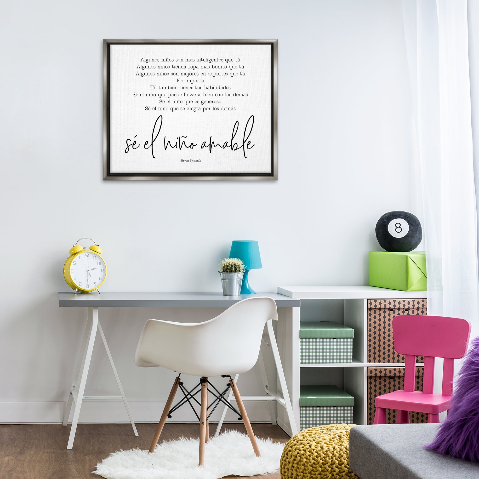 Stupell Industries Se el Niño Amable Inspirational Quotes & Sayings Painting Gray Floater Framed Art Print Wall Art, 31 x 25