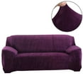 thumbnail image 5 of TOPCHANCES Thicken Velvet Sofa Covers, Stretch Plush Couch Covers, 4 Seater Sofa Slipcover, Elastic Furniture Protector with 1pc Free Pillowcase (Purple, 4 Seat Sofa Cover）, 5 of 7