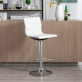 thumbnail image 2 of chairus Modern Swivel Bar Stool Chair Adjustable Counter Height Barstool Armless PU Leather Stool with Footrest and Back Handle for Living Room Kitchen Island, Chrome Base, White, 2 of 7