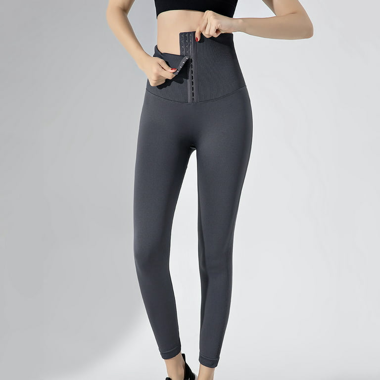 FAIWAD Adjustable Waist Corset Leggings for Women High Waisted Slim  Straight Stretch Yoga Pants (Medium, Gray)