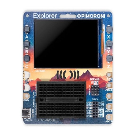 Pimoroni PIM744 Explorer, physical computing, built around the RP2350 chip. a 2.8" LCD screen,a speaker, a mini breadboard-Starter Kit