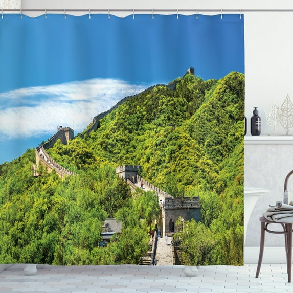 Ambesonne View Shower Curtain, Nature Panorama, 69"Wx84"L, Turquoise Green