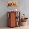 thumbnail image 3 of Hodedah 23.6" Wide Open Shelves and Cabinet Space Kitchen Cart in Cherry, 3 of 5