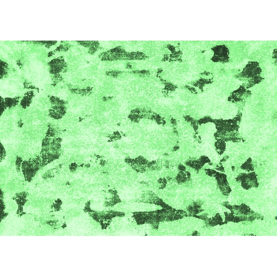 Ahgly Company Indoor Rectangle Abstract Emerald Green Modern Area Rugs, 2' x 3'