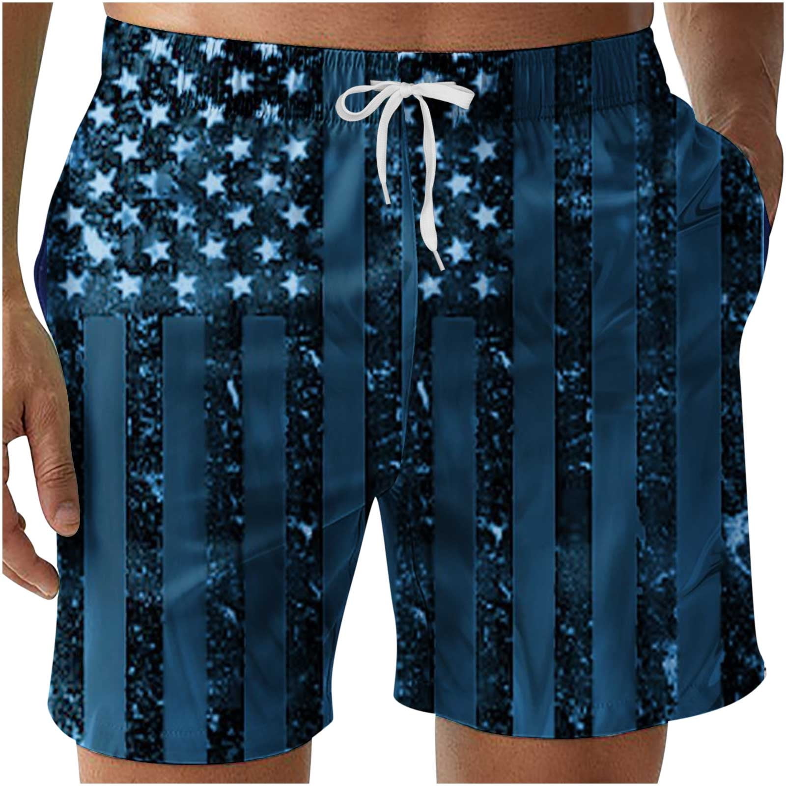 American Flag Board Shorts Men 2023,Summer Big and Tall Swim Trunks,Mens Hawaiian Surf Beach