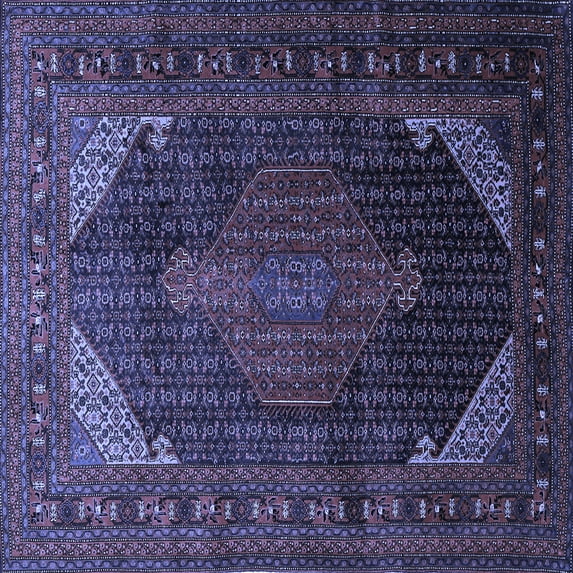 Ahgly Company Indoor Square Persian Blue Traditional Area Rugs, 6' Square