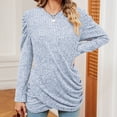 thumbnail image 6 of Womens Long Sleeve Shirts Sun Protection Boho Tops Women Casual Sweatshirts Solid Crew Neck Sweatshirt Split Long Sleeve Tops, 6 of 9