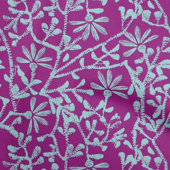 oneOone Viscose Jersey Purple Fabric Asian Block Sewing Material Print Fabric By The Yard 60 Inch Wide