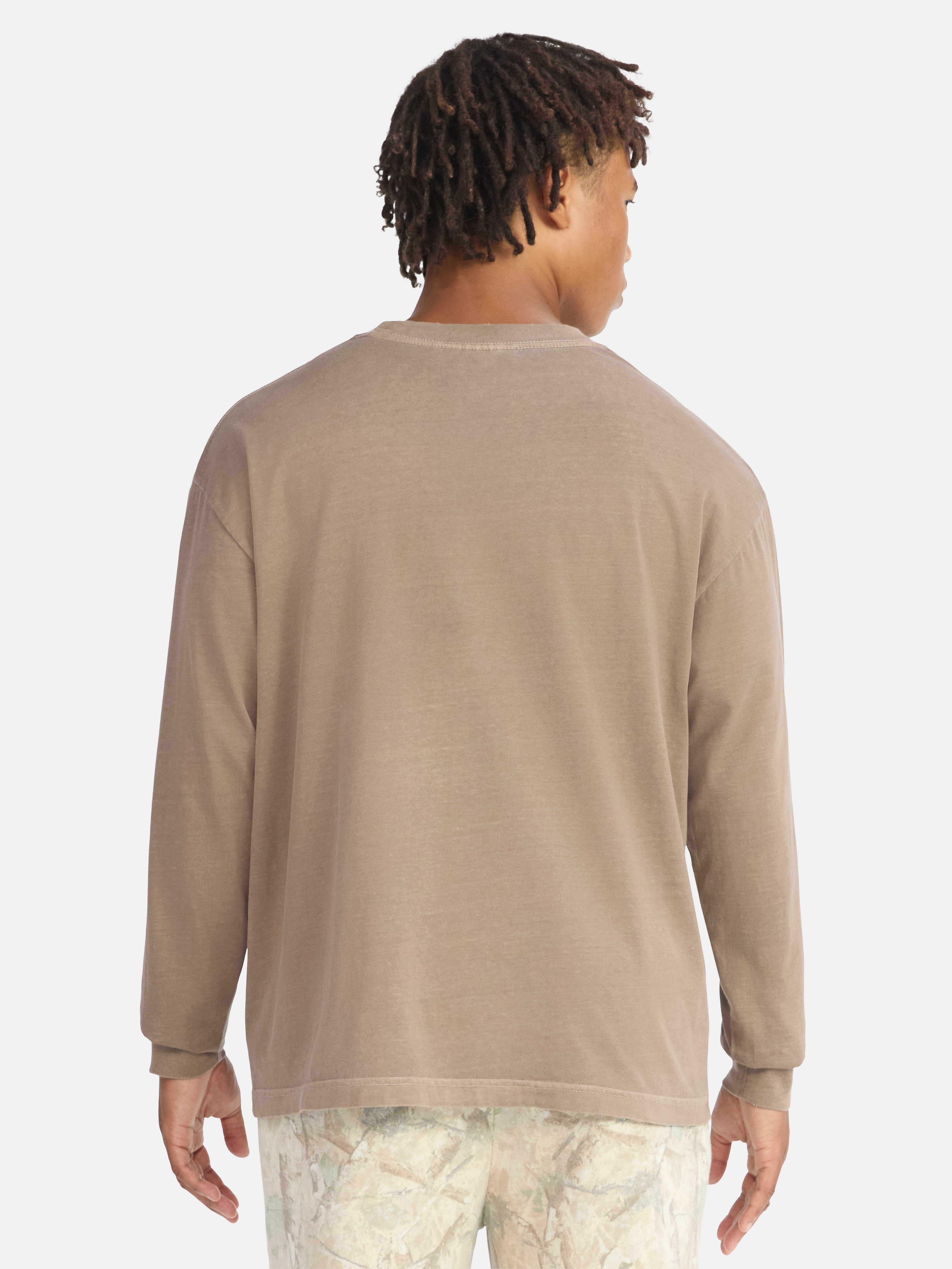 No Boundaries Cotton Oversized Tee with Long Sleeves, Men's & Big Men's