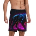 thumbnail image 2 of Fotbe Futuristic Purple Panther A、 Pantalones Cortos de Pijama para Hombre, Ropa de Dormir, Pantalones de Pijama Cortos para Hombre-Medium, 2 of 6