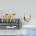 thumbnail image 2 of Figura De Guepardo Dorado, Escultura De Animal, Centro De Mesa, Adorno Decorativo Para Oficina, Hogar, Dormitorio, Estantería, Decoración Abstracta Versátil., 2 of 8