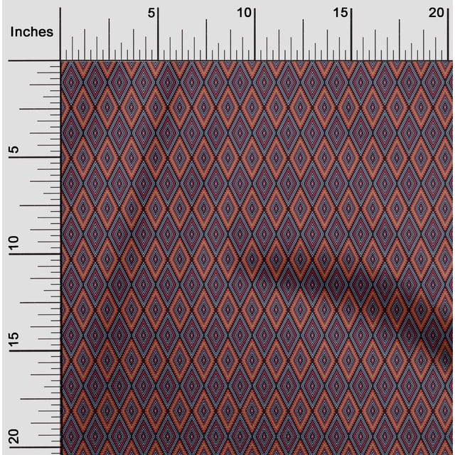 oneOone Georgette Viscose Fabric Argyle Flame Stitch_Printed Craft Fabric BTY 42 Inch Wide