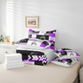 thumbnail image 5 of Manfei Teens Dirt Bike Twin Bedding Sets 7-Piece, Motorcycle Extreme Sport Bedding Comforter Set, Purple Patchwork Buffalo Reversible Sheet Sets, Super Cozy Room Decor, 5 of 7