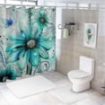 thumbnail image 6 of Orinice Teal Daisy Shower Curtain Farm Floral Flowers Butterfly Rustic Farmhouse Country Fabric Waterproof Shower Curtains with  for Bathroom Bath Curtain Decor White, 6 of 6