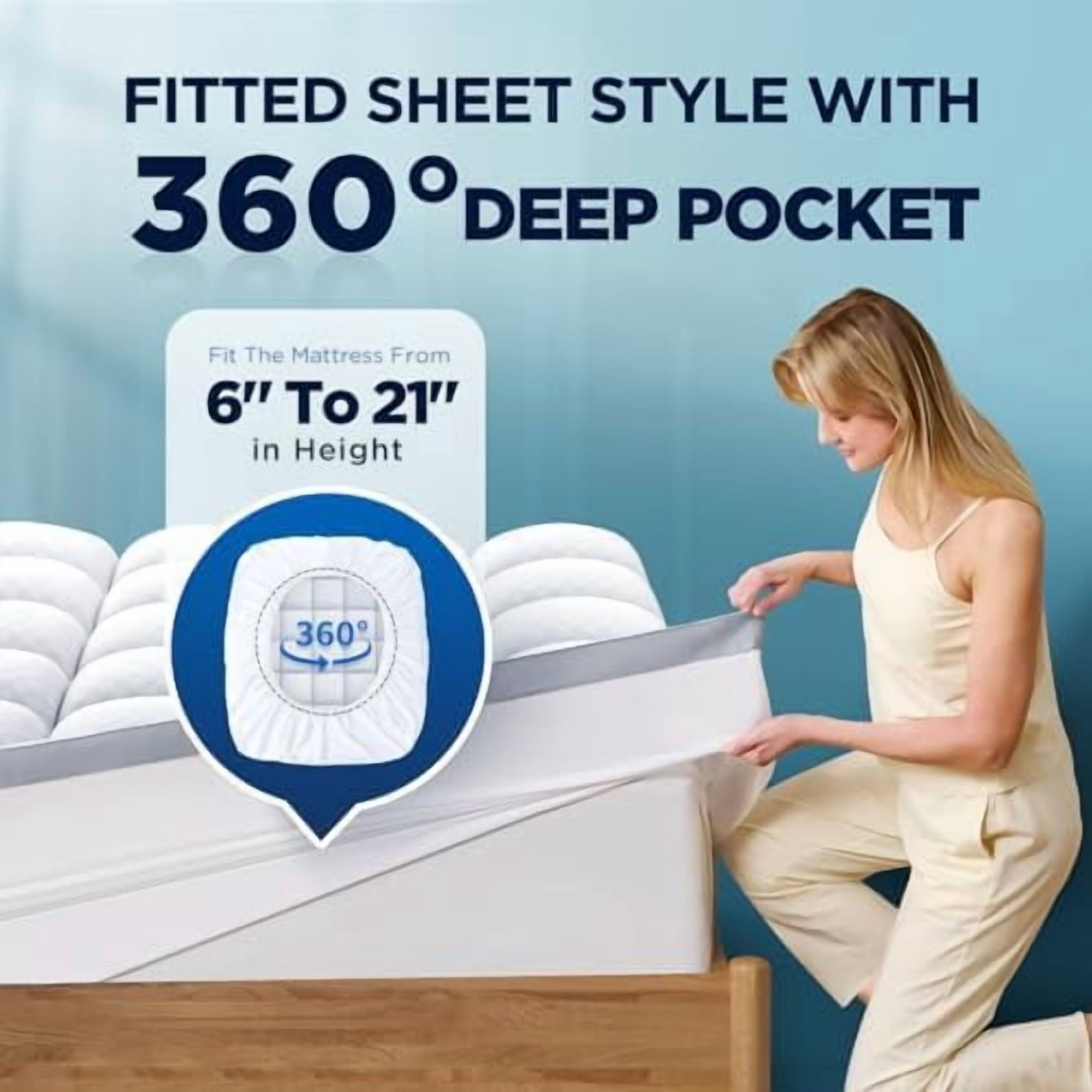 Biteany Mattress Topper King Size, Extra Thick Mattress Pad 6-21" Deep Pocket Soft Fill (78x80inches)